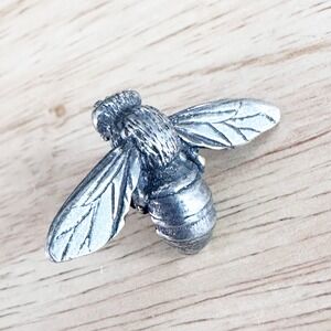 Vintage Style Pewter Honey Bee Pin Brooch Melton 2002 Detailed 3/4 Inch